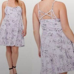 Size 2 Lilac Lavender Floral Torrid Dress - New Without Tags